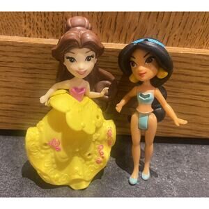 Disney Princess Poseable Lot Bell & Jasmine Mini Doll 3"